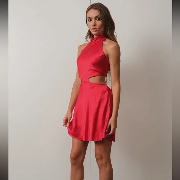 PRETTY GARBAGE Satin Cutout Dress - Picture 5 of 6